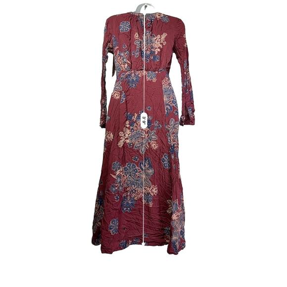 FREE PEOPLE Miranda Embroidered Long Sleeve Floral Maxi Dress Size 4 - Picture 6 of 11